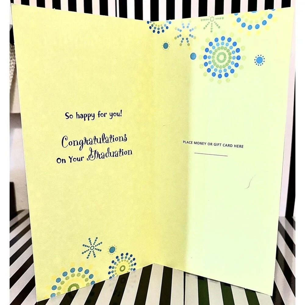 Grad Card “Celebrating All You’ve Done” Blue Starburst w/ Envelope Money Holder